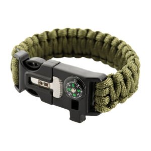 Paracord Bracelet With Sspark Cutter, Compass and Whistle- HWSH001C-OD