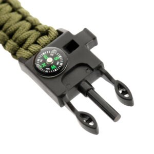 Paracord Bracelet With Sspark Cutter, Compass and Whistle- HWSH001C-OD